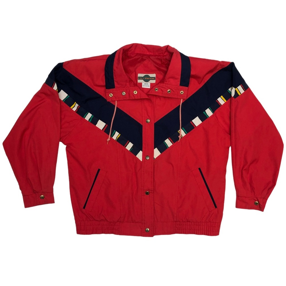 Vintage 80’s 90’s Womens Colorblock Red Coat Jacket Medium